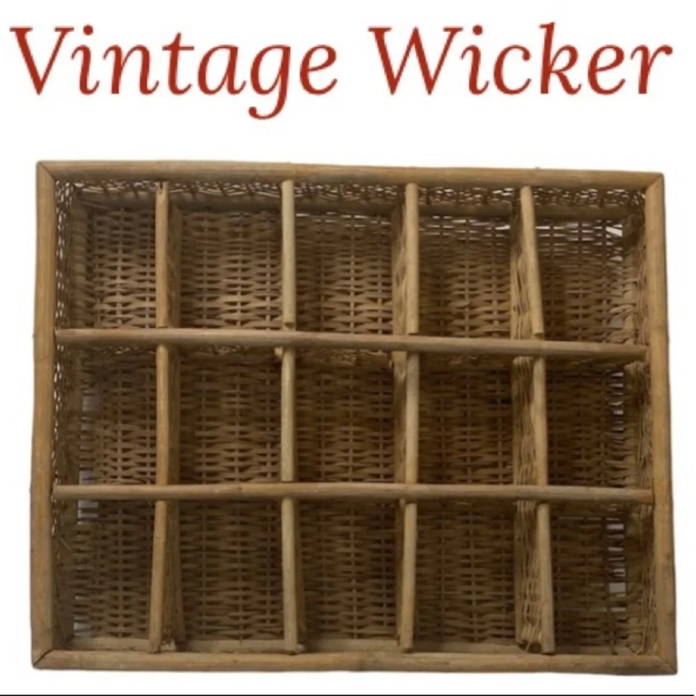 Hand Woven Bohemian Wicker Wall Decor / Drawer Organizer Boho Cottage Farmhouse